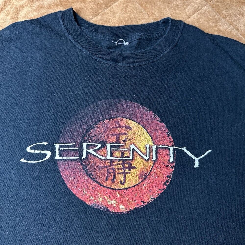 Vintage 2005 Serenity Movie Promo T Shirt Firefly Sci Fi Graphic Black Large L